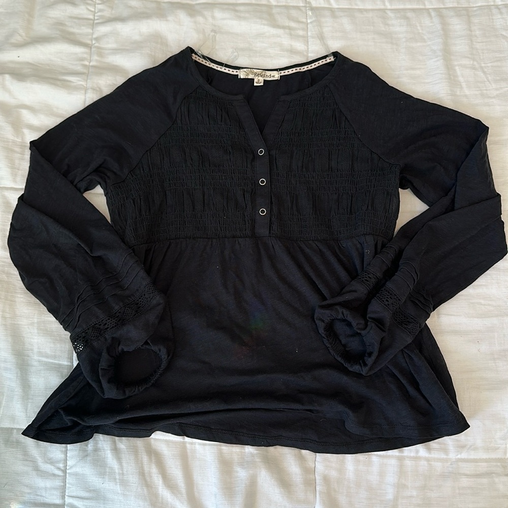Rewind Women’s Black Long-sleeve Blouse